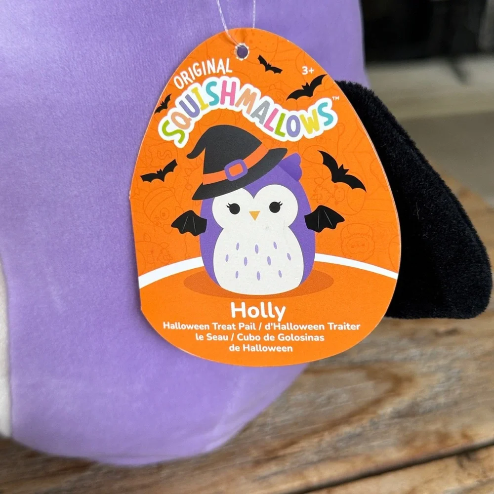 Squishmallows Original- Halloween Treat Pail- Owl Plush w/Black Hat & Wings